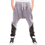 LASPERAL Fitness Trousers Pocket Drawstring Zipper Leather Design Pants 2017 Brand Cotton Casual Harem Pants Men Jogger Pants