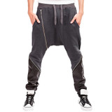 LASPERAL Fitness Trousers Pocket Drawstring Zipper Leather Design Pants 2017 Brand Cotton Casual Harem Pants Men Jogger Pants