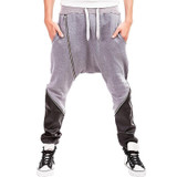 LASPERAL Fitness Trousers Pocket Drawstring Zipper Leather Design Pants 2017 Brand Cotton Casual Harem Pants Men Jogger Pants