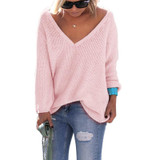 LASPERAL Autumn spring Sweaters Women Fashion Sexy v-neck Pullovers Sweateres Casual Loose Knitting Pull Femme Sweater oversized