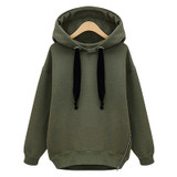 LASPERAL 2017 Women Hooded Sweatshirt Oversized Velvet Thicker Hoodies Solid Outwear Zipper Pullovers Female Long Sleeve Hoodie