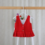 2017 Spring and autumn new baby clothing cute V-Neck Flounced infant vest coat solid girls princess clothes baby vest girl