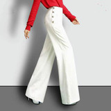 2017 spring and autumn Fashion casual plus size high waist female women girls straight wide leg pants trousers clothes