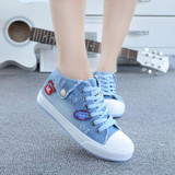 2017 Sping Autumn Women Denim Casual Shoes Lace-Up Women's Fashion Flats High Top Canvas Shoes Woman Flat Shoes