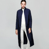 2017 Snow Winter Jacket Women Fashion 90 % White Duck Down Coat Slim Fit Thin Knee Solid Single Breasted Jacket Slim Trench Coat