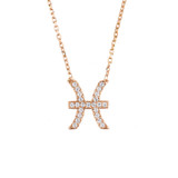 New Pisces Zodiac 22ct Rose Gold & Zircon Necklace