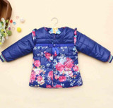 2017 small flower winter kid girl hooded outwear baby Korean cotton warm jacket children thick fashion parkas child clothes0-2Y