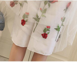 2017 Skirt Vintage Embroidery Floral Tulle skirt all-match Waist Fold slim Pleated Skirts Women's tutu skirt Ukraine Black