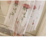 2017 Skirt Vintage Embroidery Floral Tulle skirt all-match Waist Fold slim Pleated Skirts Women's tutu skirt Ukraine Black