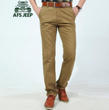 AFS JEEP Original Brand Autumn New Style Pockets Cargo Pant Men,100% Pure Cotton Army Green Back Pockets Loose military Trousers