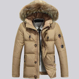 AFS JEEP Mens Winter Down Jackets Coat With Hat Detachable for Winter Warm Hooded Fur Collar Down Outwear Coat 145