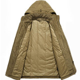 AFS JEEP Brand Men Windproof Hooded Winter Jacket Coats Parka Khaki Army Military Zipper Overcoat Mens Parkas 238