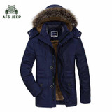Afs Jeep Brand Hooded Mens Winter Jacket And Coats Thick Keep Warm Fleece Parka Plus Size 4XL 5XL 6XL