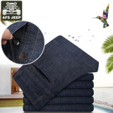 AFS JEEP Brand Jeans Men Straight Full Length Male Denim Pants Solid Mid-waist Jeans Men Straight Cotton Trousers Jeans Homme