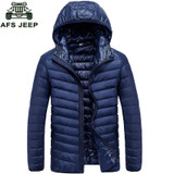 AFS JEEP Brand Clothing Hooded Collar Winter Light Down Jacket Coat Men Clothing 130