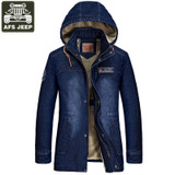 AFS JEEP Brand Clothing 2017 Winter Jacket Men Jean Jacket Fleece Thick Warm Windbreaker Hooded Casaco Masculino Plus Size 5XL