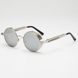 AFOFOO Gothic Steampunk Mens Sunglasses Vintage Metal Men Coating Mirror Sunglasses Women Round Sun glasses Retro UV400 Shades