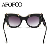 AFOFOO Fashion Women Cat Eye Sunglasses Luxury Brand Designer Oversized Ladies Mirror Sun glasses Big Frame UV400 Shades