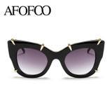 AFOFOO Fashion Women Cat Eye Sunglasses Luxury Brand Designer Oversized Ladies Mirror Sun glasses Big Frame UV400 Shades
