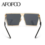 AFOFOO Fashion Oversized Sunglasses Metal Frame Square Luxury Brand Designer Women Mirror Sun glasses Men UV400 Big Frame Shades
