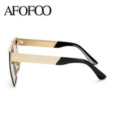 AFOFOO Fashion Oversized Sunglasses Metal Frame Square Luxury Brand Designer Women Mirror Sun glasses Men UV400 Big Frame Shades