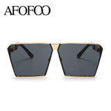 AFOFOO Fashion Oversized Sunglasses Metal Frame Square Luxury Brand Designer Women Mirror Sun glasses Men UV400 Big Frame Shades
