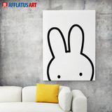 AFFLATUS Black White Nordic Miffy Rabbit Wall Pictures Canvas Painting Art Printed Poster Watercolor Painting Kids Room Decor
