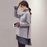 AfeiTony maternity clothing autumn and winter top maternity clothes loose one-piece dress maternity dress basic shirt