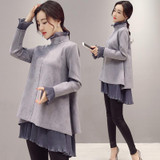 AfeiTony maternity clothing autumn and winter top maternity clothes loose one-piece dress maternity dress basic shirt