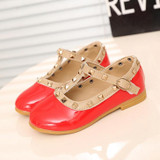 Children Shoes Princess Girls Shoes 2017 Hot Sale Kids Sneakers Patent Leather Fashion Girls Flat Rivet Dance Shoes