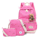 Children School Bags Cute Printing Backpack Flower Cartoon School Backpack For Girls 3pcs/set Blue Bags mochila escolar