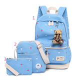 Children School Bags Cute Printing Backpack Flower Cartoon School Backpack For Girls 3pcs/set Blue Bags mochila escolar
