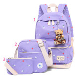 Children School Bags Cute Printing Backpack Flower Cartoon School Backpack For Girls 3pcs/set Blue Bags mochila escolar