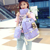 Children School Bags Cute Printing Backpack Flower Cartoon School Backpack For Girls 3pcs/set Blue Bags mochila escolar