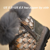Children Real Rabbit Fur Snow Boots 2016 Winter Baby Boys Plush Boots Casual Weaved Girls Warm Boots for Kids Snow Shoes