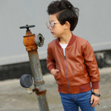 Children PU Leather Jacket Boys Spring Autumn Faux Leather Coat Boy Girls Spring Jacket Children Solid Casual Outerwear 3T-14T