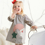 Children princess girl dress birthday wedding party girl dress Baby baby long Sleeve Striped Christmas Dress