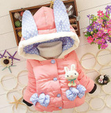 Children parkas Rabbit Cartoon Outwear baby parkas Child Girls Winter Wear Thickening Outerwear Coat Kids Cotton-padded Jacket