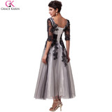 Robe De Soiree Elegant Grace Karin Beaded Lace Tulle Ball Formal Tea Length Evening Dresses Gowns Party Dress With Sleeves 6051 Robe De Soiree Elegant Grace Karin Beaded Lace Tulle Ball Formal Tea Length Evening Dresses Gowns Party Dress With Sleeves 6051