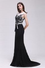 Robe De Soiree Black Mermaid Lace Prom Dresses 2017 Formal Lace Applique Party Gown Evening Dress