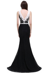 Robe De Soiree Black Mermaid Lace Prom Dresses 2017 Formal Lace Applique Party Gown Evening Dress