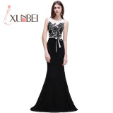 Robe De Soiree Black Mermaid Lace Prom Dresses 2017 Formal Lace Applique Party Gown Evening Dress