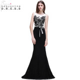 Robe De Soiree Black Mermaid Lace Prom Dresses 2017 Formal Lace Applique Party Gown Evening Dress