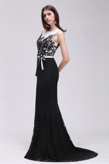 Robe De Soiree Black Mermaid Lace Prom Dresses 2017 Formal Lace Applique Party Gown Evening Dress