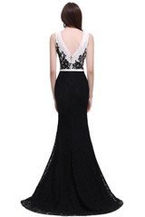 Robe De Soiree Black Mermaid Lace Prom Dresses 2017 Formal Lace Applique Party Gown Evening Dress