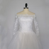 robe de marriage Vintage Lace Appliques Cheap Wedding Dresses 2017 Lace Up Back Long Sleeves Wedding Gowns vestido de noiva