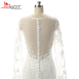 robe de mariage New 2017 Mermaid Long Sleeve Wedding Dresses Sexy IllusionTulle Lace Bridal Gowns vestidos de noiva ZY327