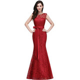 Robe de fille d'honneur Mermaid Burgundy Lace Bridesmaid Dresses 2017 Sexy Back Prom Dress Party Gowns With Sash Robe de fille d'honneur Mermaid Burgundy Lace Bridesmaid Dresses 2017 Sexy Back Prom Dress Party Gowns With Sash