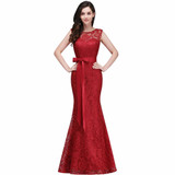 Robe de fille d'honneur Mermaid Burgundy Lace Bridesmaid Dresses 2017 Sexy Back Prom Dress Party Gowns With Sash Robe de fille d'honneur Mermaid Burgundy Lace Bridesmaid Dresses 2017 Sexy Back Prom Dress Party Gowns With Sash