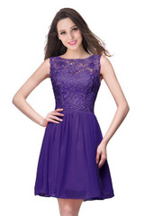Robe de Cocktail Sexy Sheer Lace Lavender Cocktail Dresses 2017 Cheap Appliques Short Summer Party Dresses Vestido de Festa